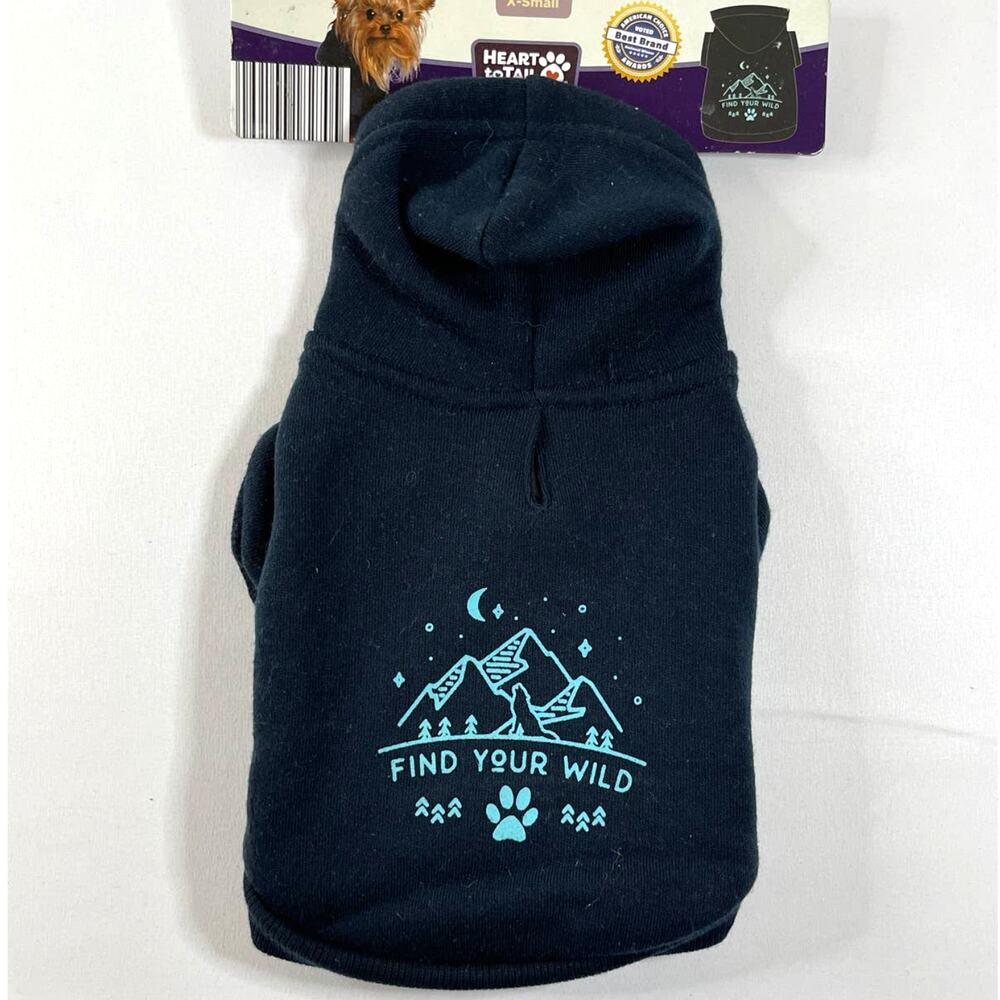 Heart to Tail Dog Cat Pet Find Your Wild Black Sweatshirt XS NEW